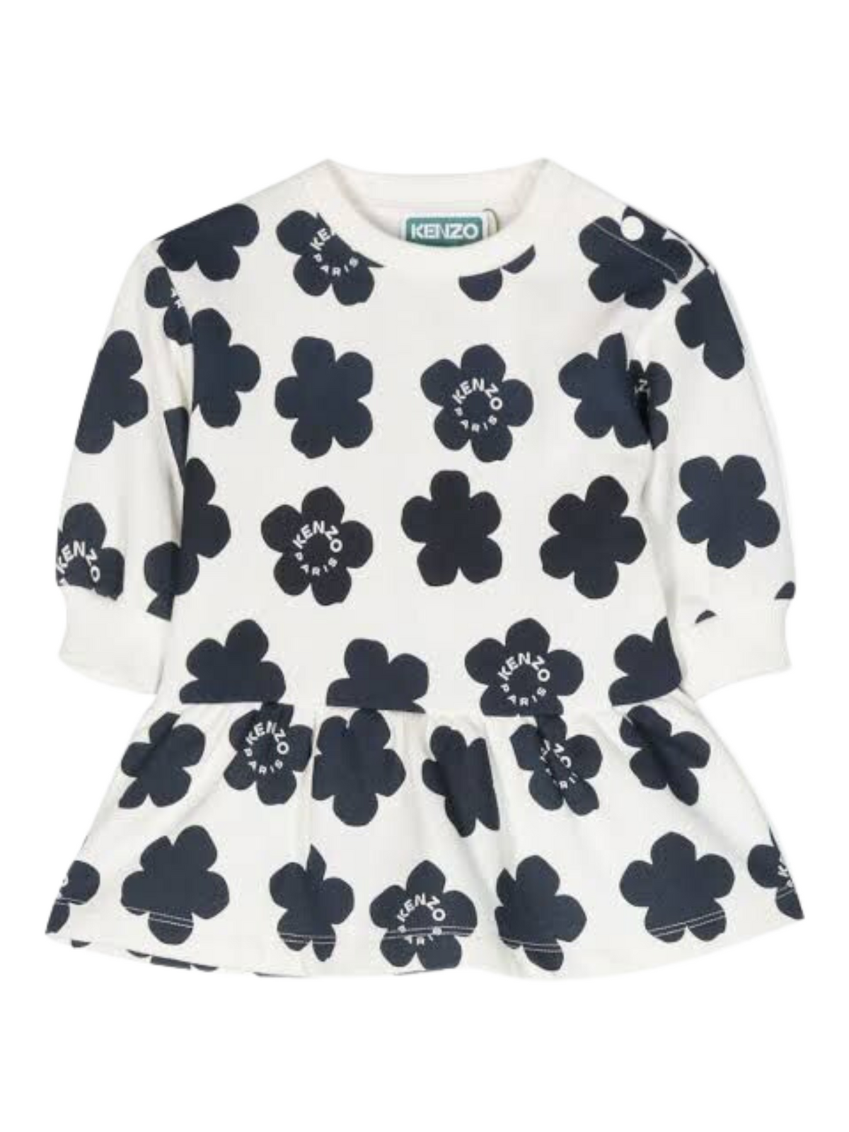 Kenzo Dress Flower Logo All Over Print White & Blue