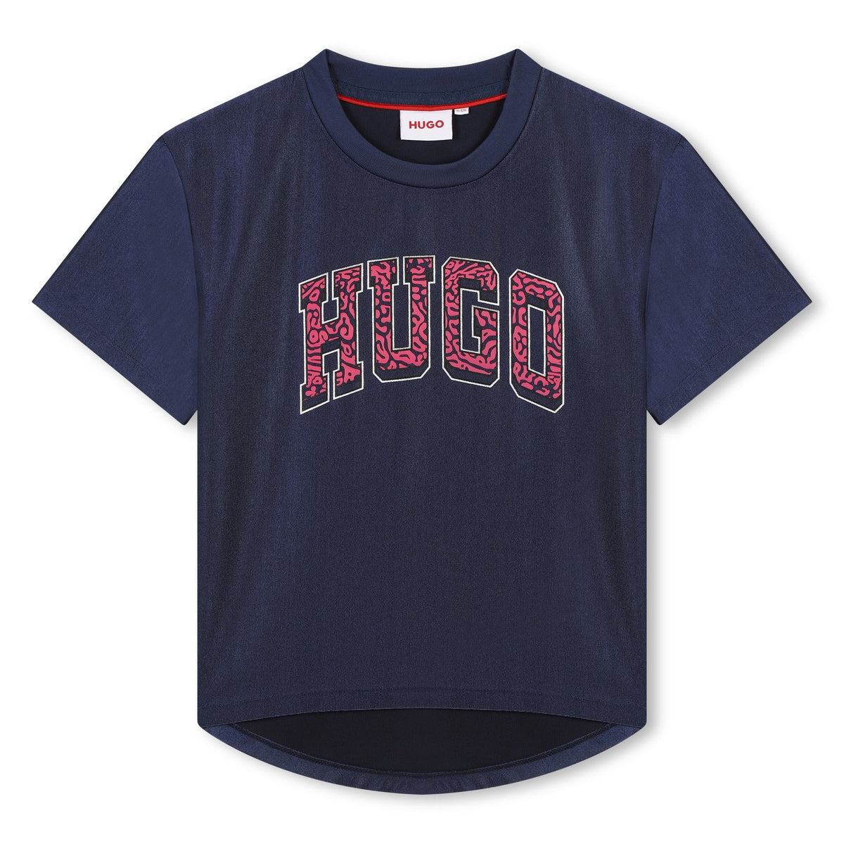 Hugo T-Shirt Curved Log Navy