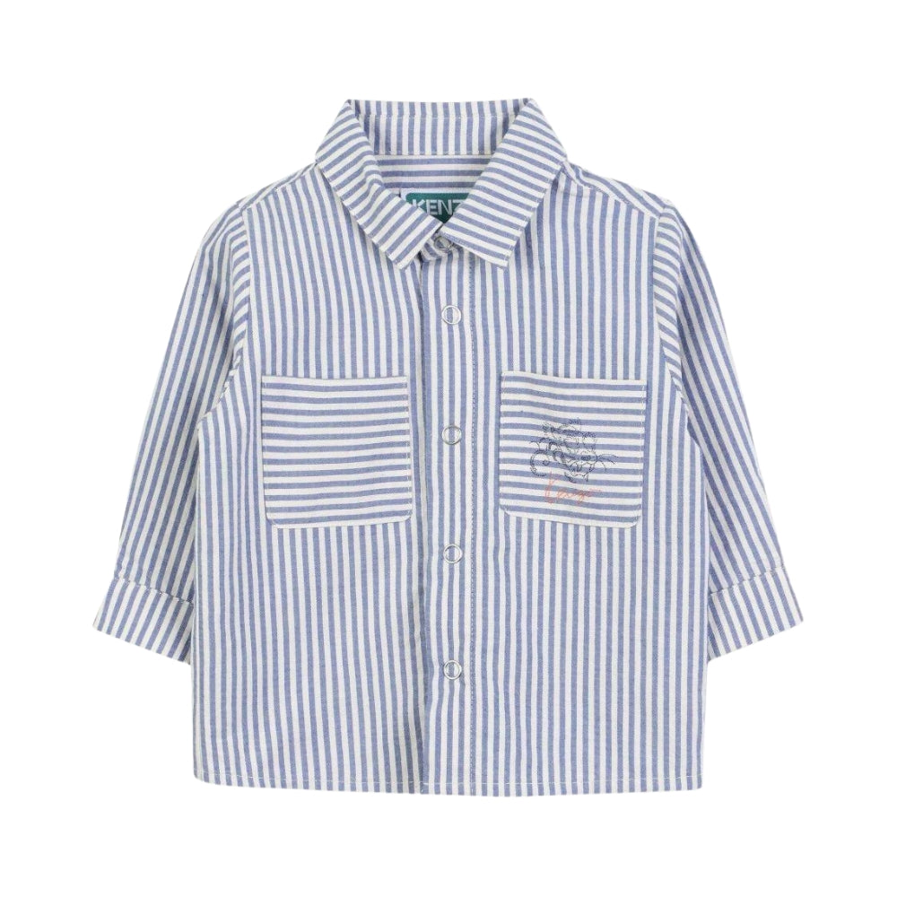 Kenzo Shirt Pinstripe Long Sleeve Blue