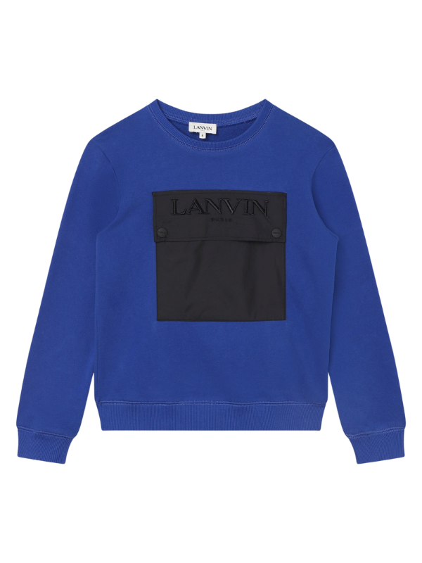 Lanvin Sweater Black Logo Patch Blue