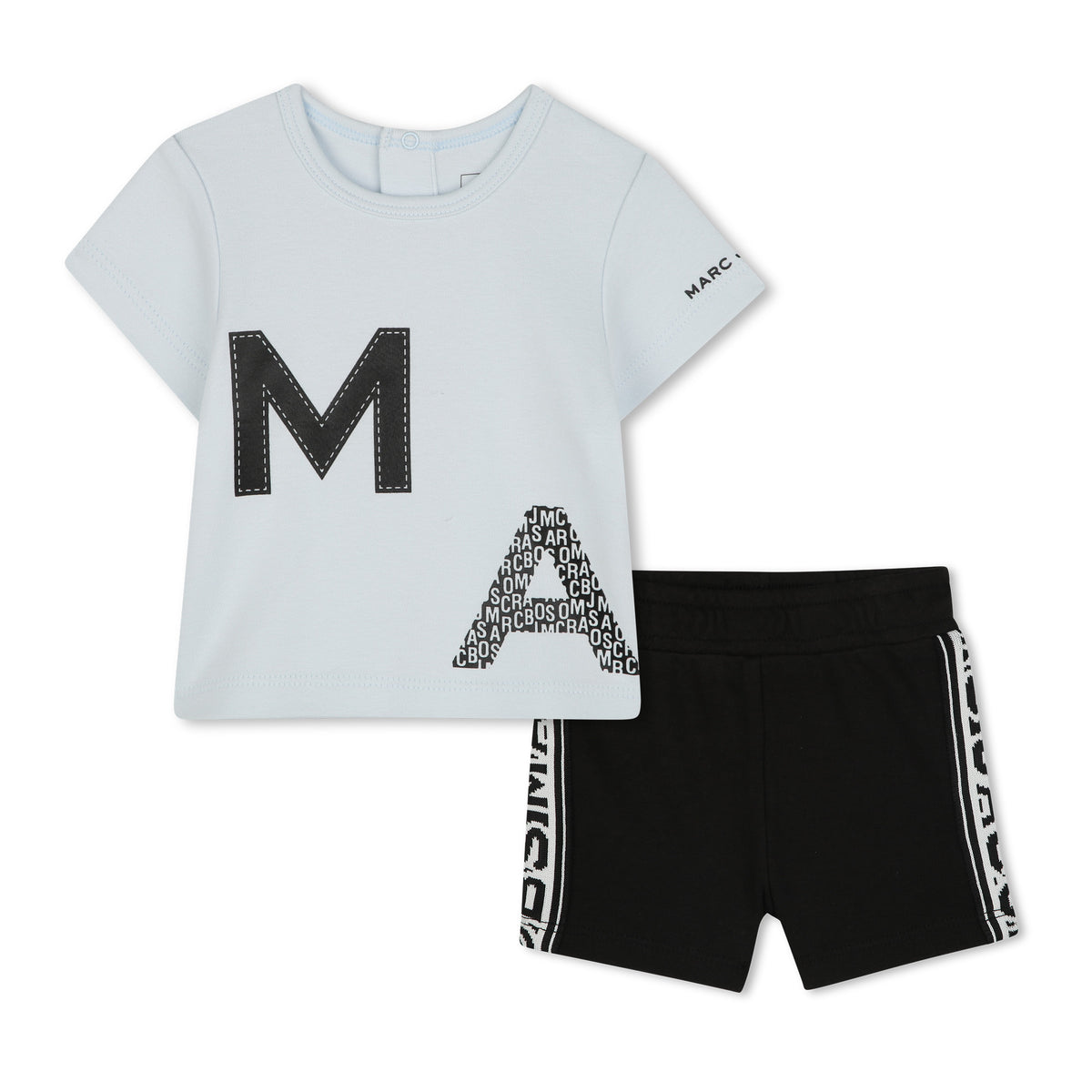 Marc Jacobs Set T-Shirt And Shorts Letter Logo And Strip Logo Black Blue