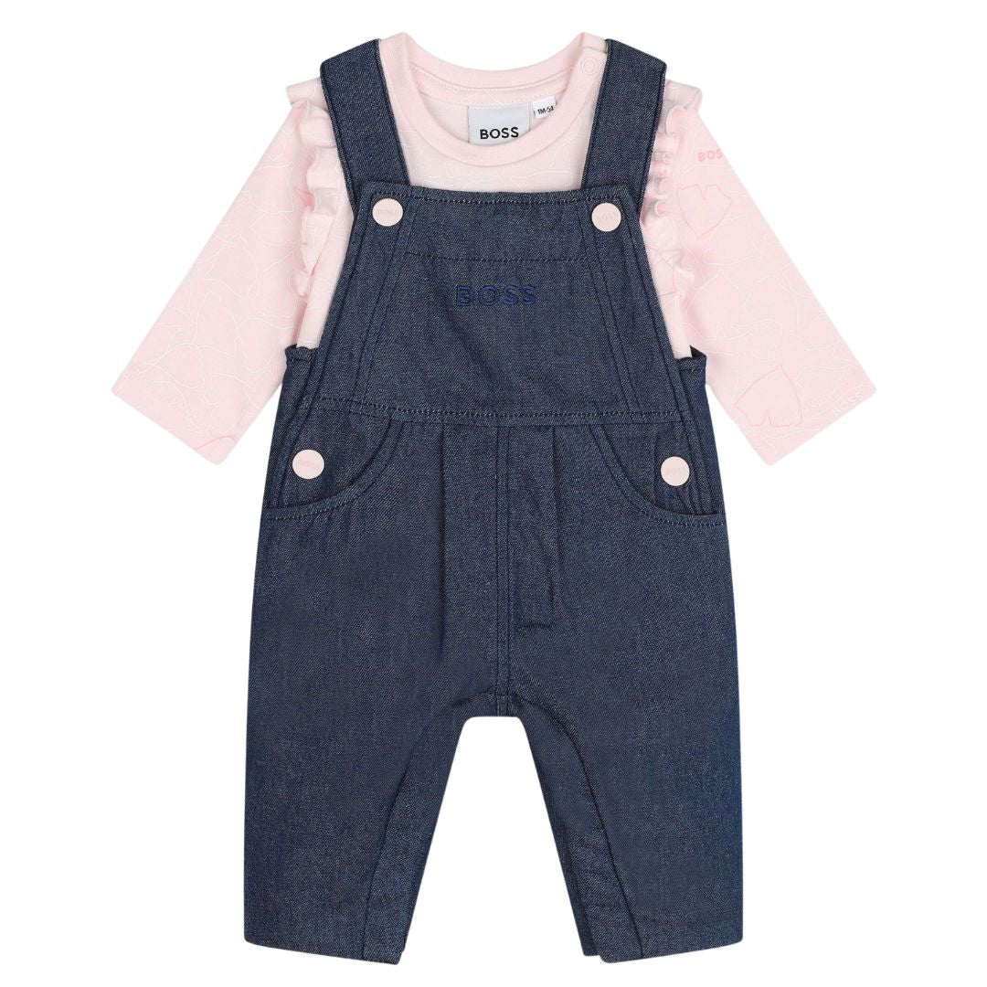 Boss Sets Dungaree And Long Sleeve Pink Denim