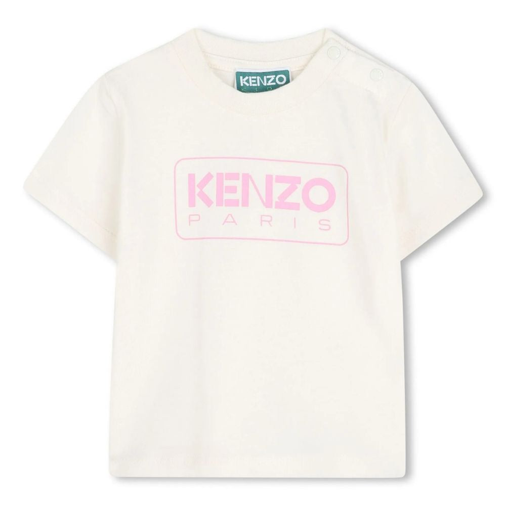 Kenzo Tshirt Box Logo White Pink