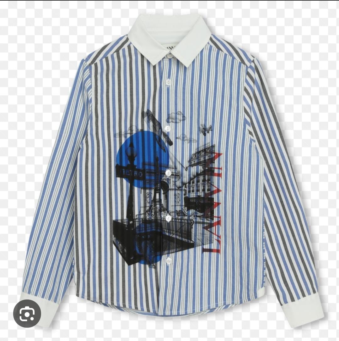 Lanvin Shirt Striped Drawing Blue & White