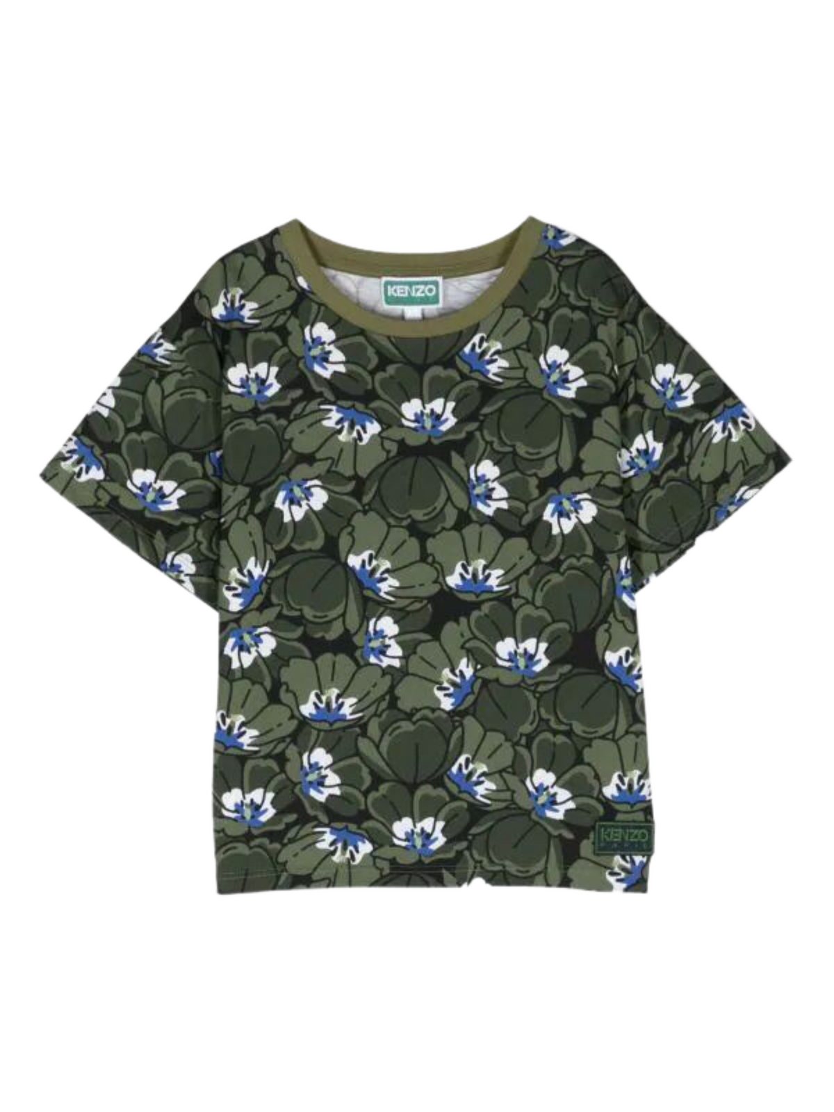 Kenzo Tshirt All Over Flower Logo Green