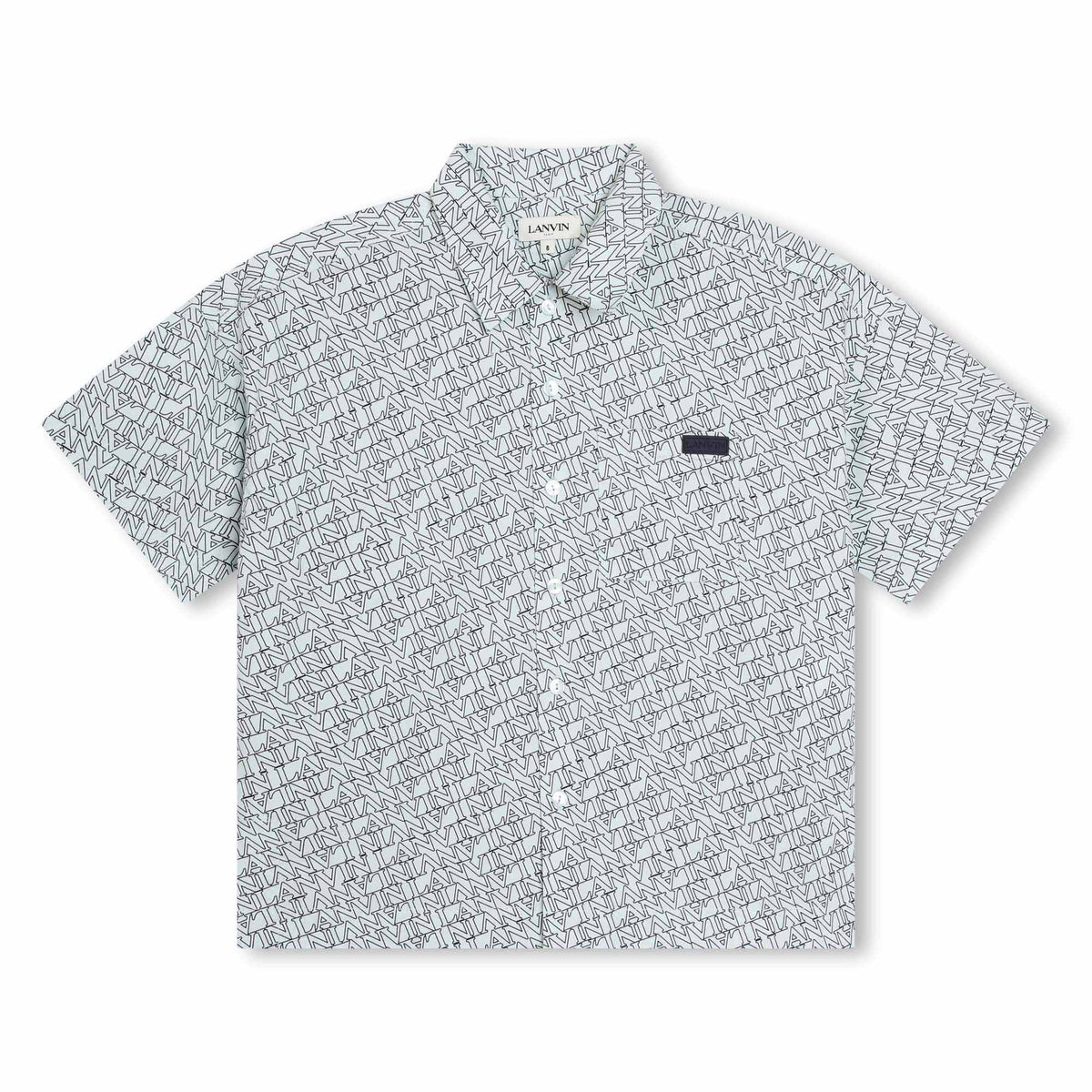 Lanvin Shirt Logo Print All Over Sea Blue