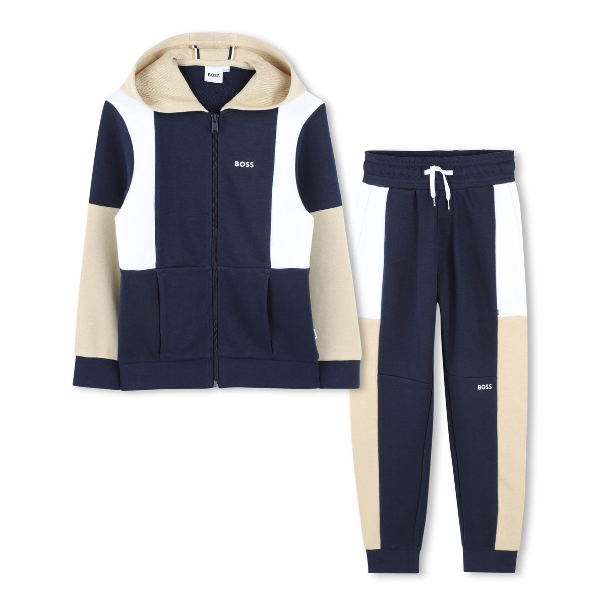Boss Trackset Multicolour Blocks Navy Beige White