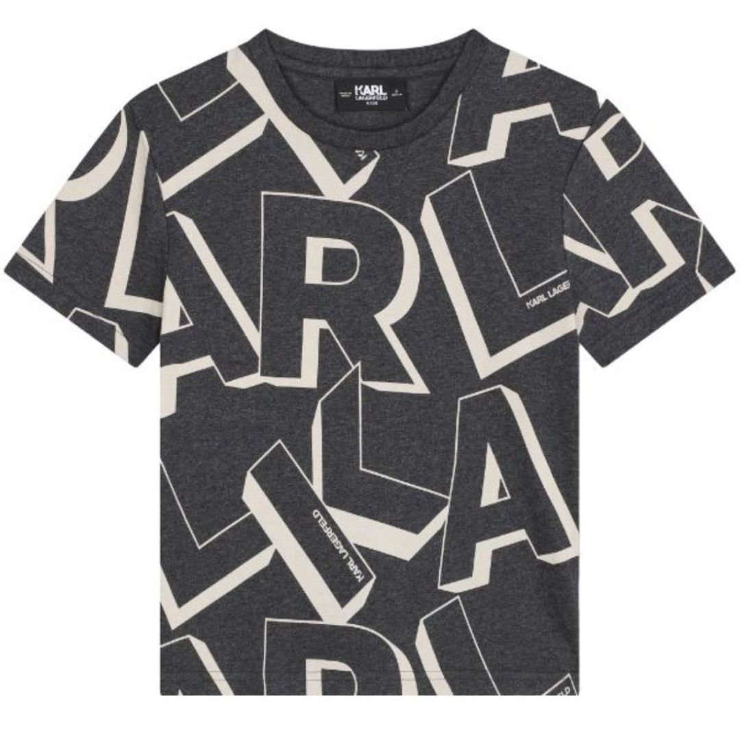 Karl Lagerfeld Tshirt All Over Logo Grey