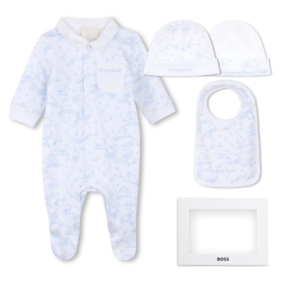 Givenchy Set Romper+Bib+Hat Whiteblue