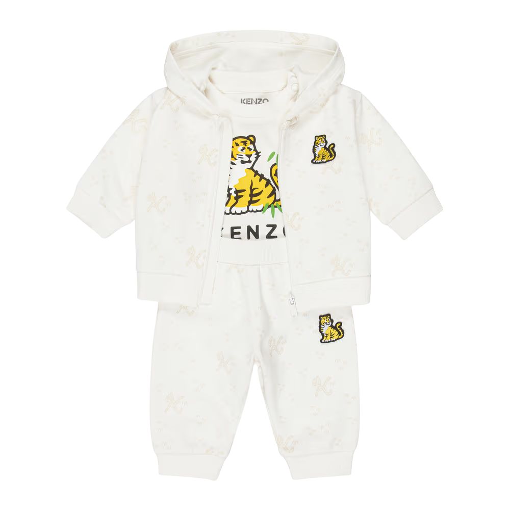 Kenzo Set Pants+Cardigan+Tshirt White