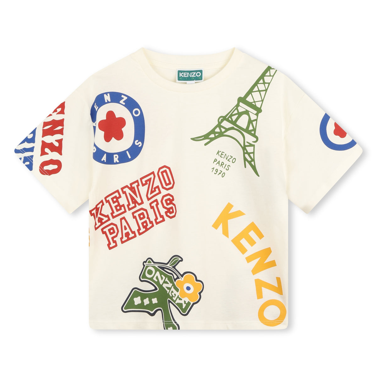 Kenzo T-Shirt Logo Multi Logo Ivory