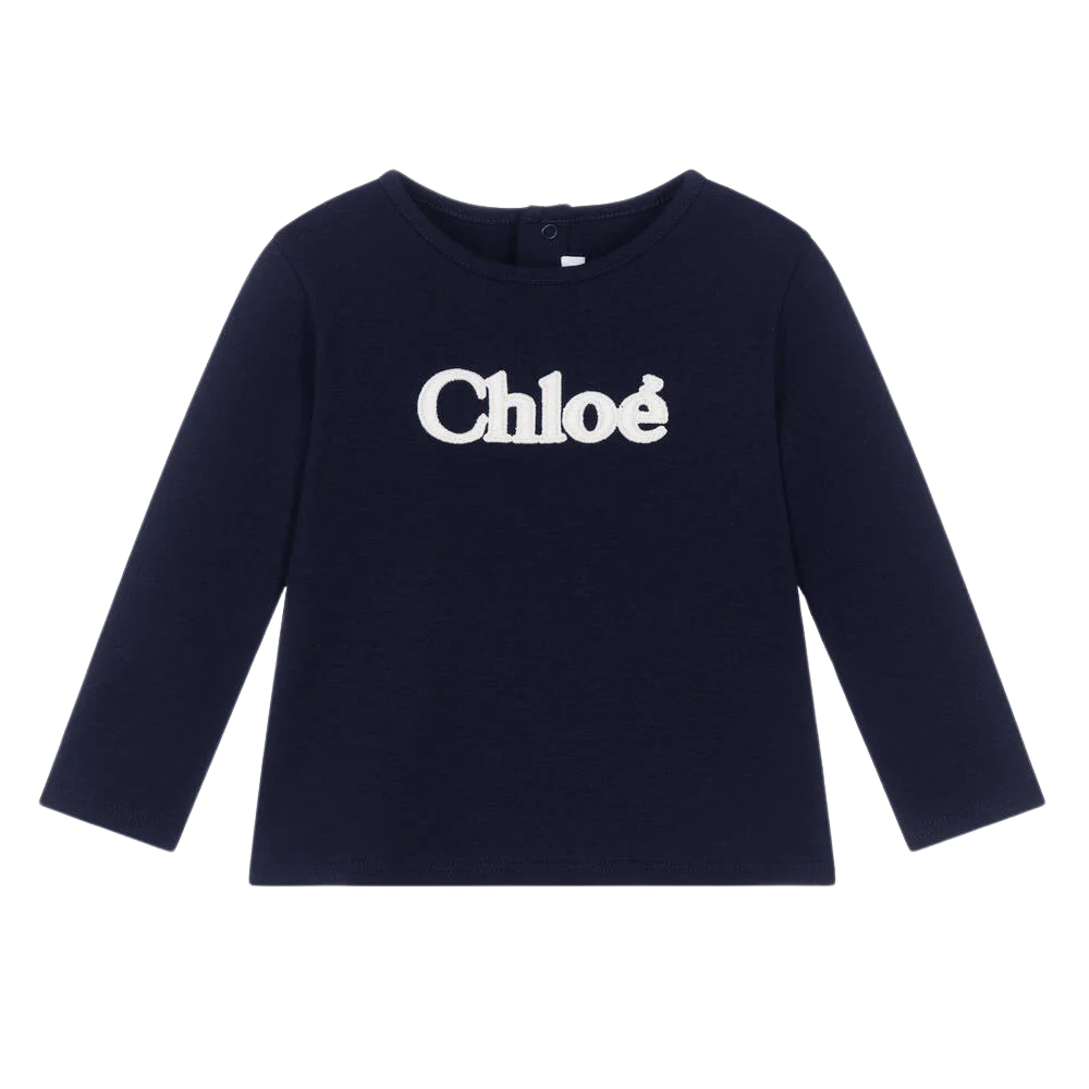 Chloe T-Shirt Long Sleeved Logo Navy