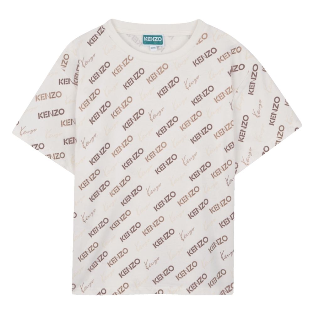 Kenzo Tshirt Allover Print Offwhite