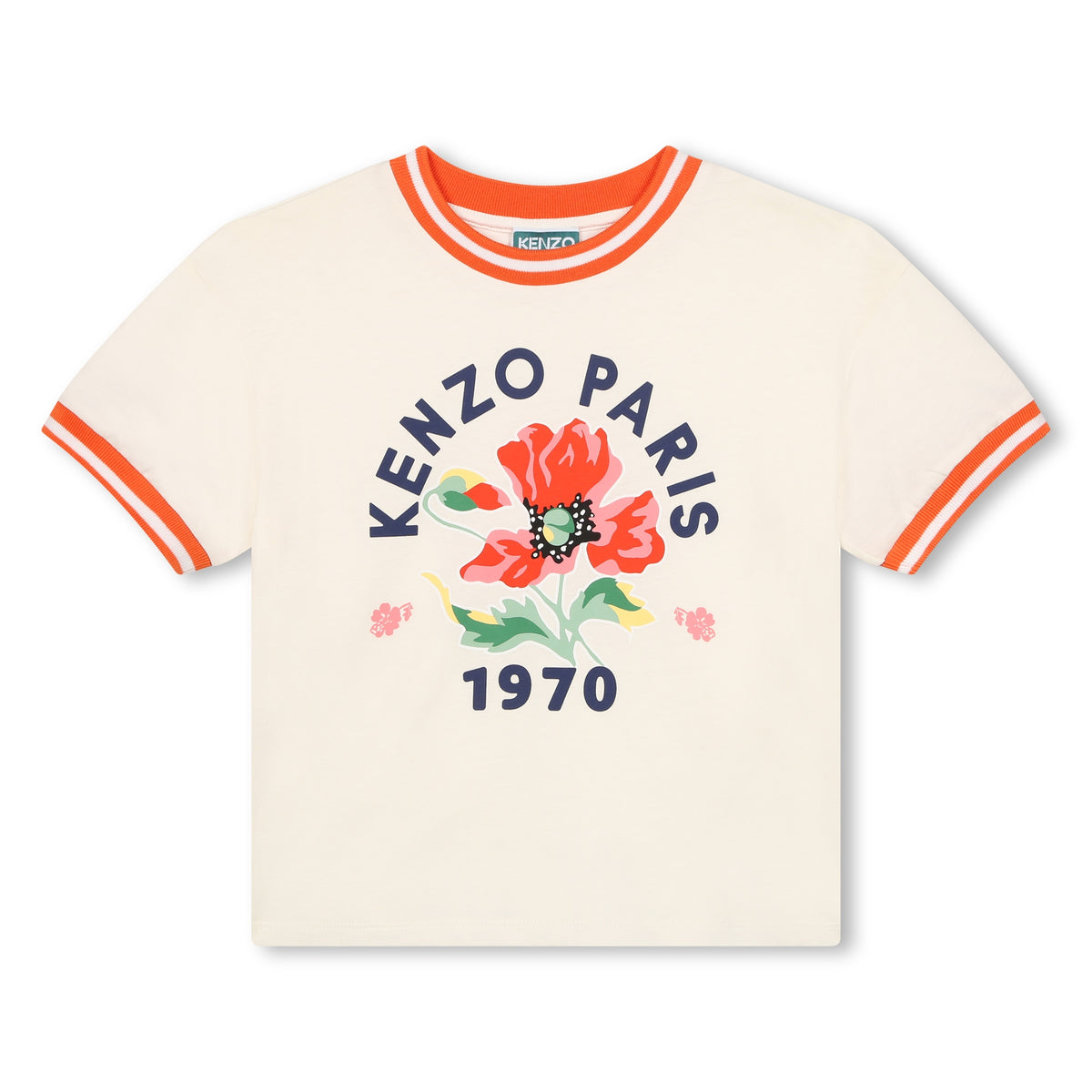 Kenzo Tshirt Flower Logo Ivory