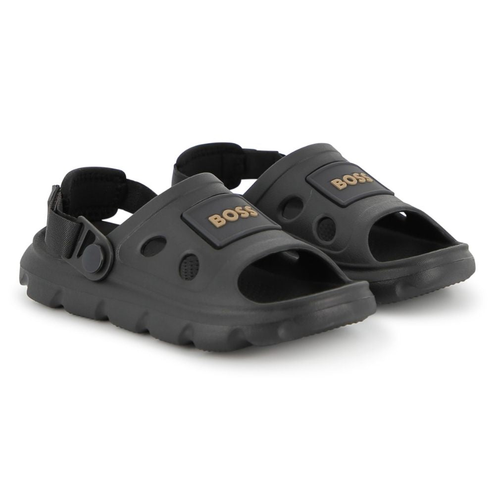 Boss Sandals Enclosed Logo Black