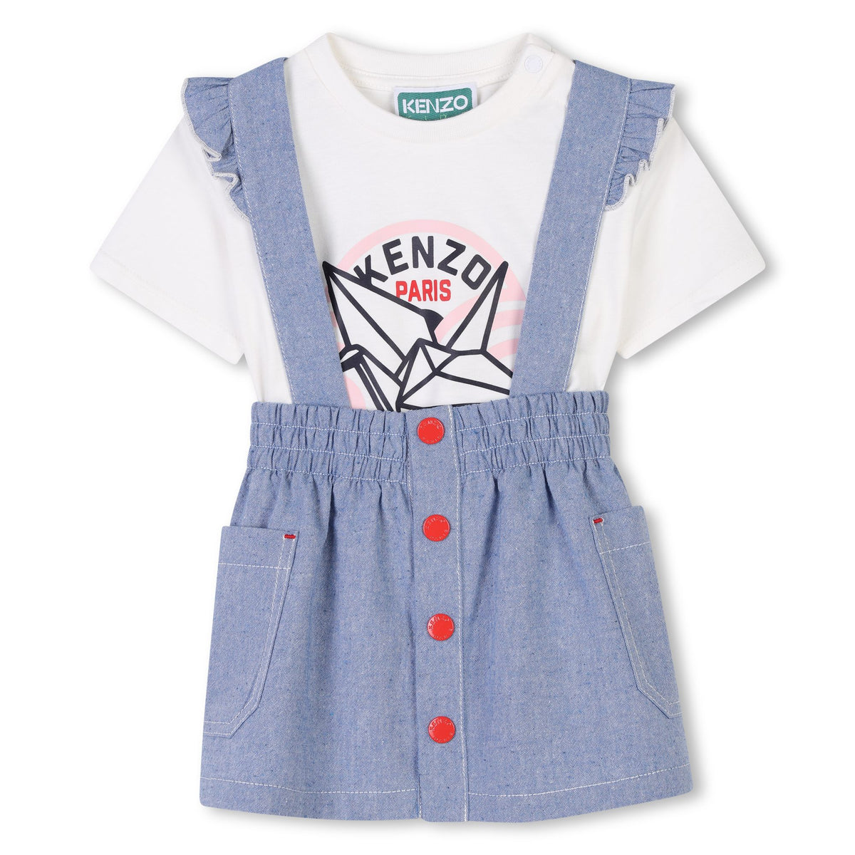 Kenzo Dress And Tshirt Set Logo Denim White