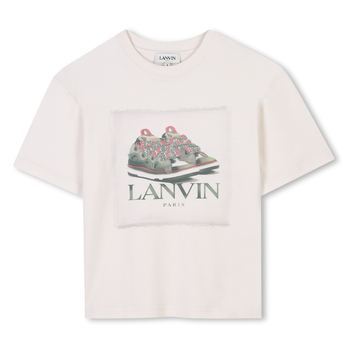 Lanvin Tshirt Green Sneaker Logo White