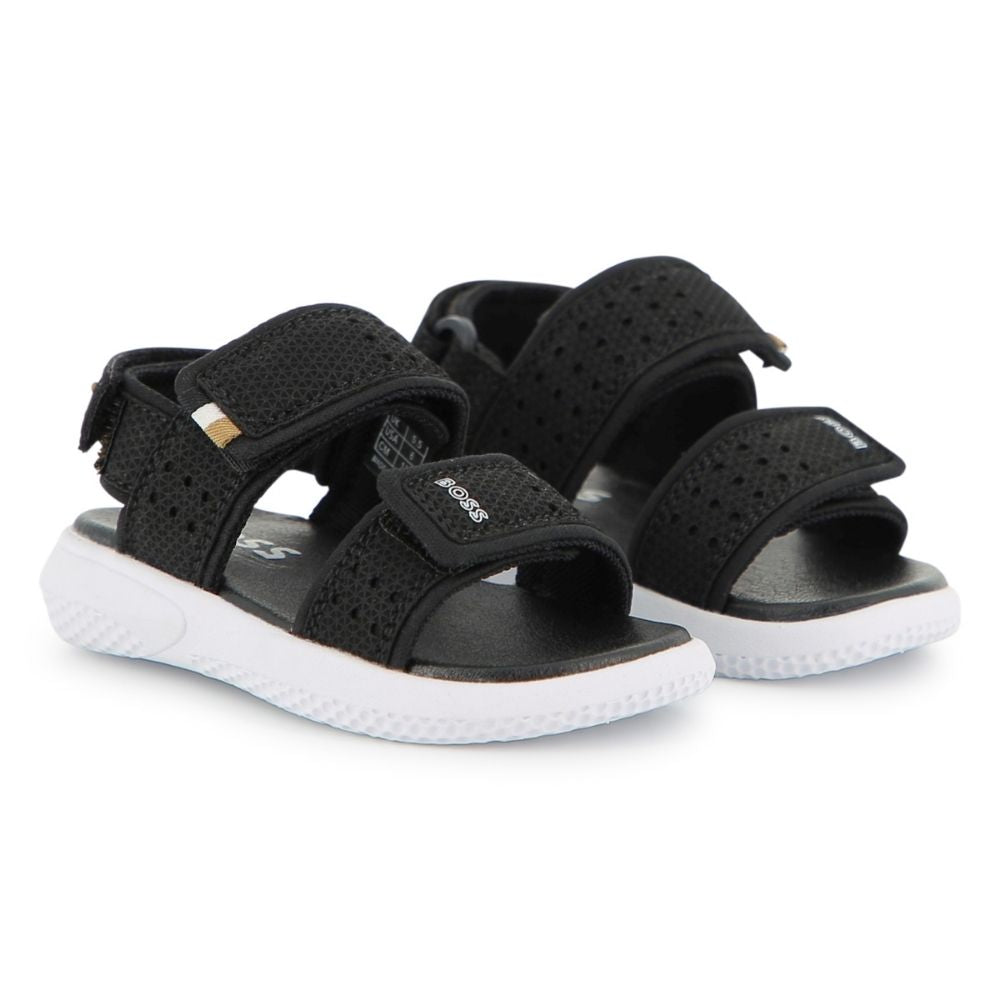 Boss Sandals Strap Logo Blackwhite