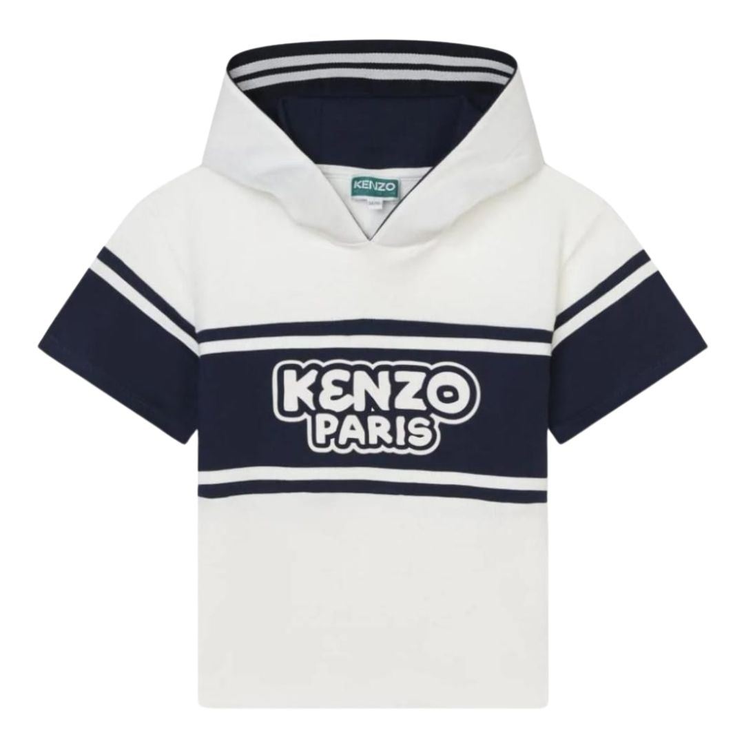 Kenzo Tshirt With Hoodie Logo White Navy