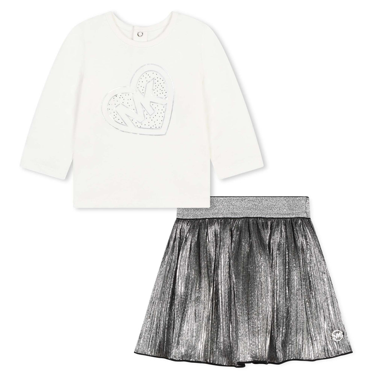 Michael Kors Set Skirt And T-Shirt White And Silver