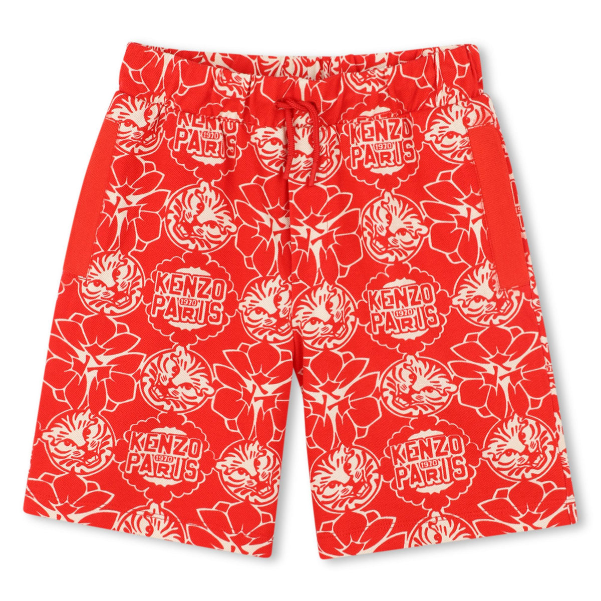 Kenzo Shorts All Over Tiger Logo Red