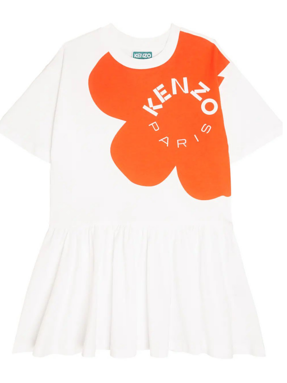 Kenzo Dress Flower Logo White & Orange