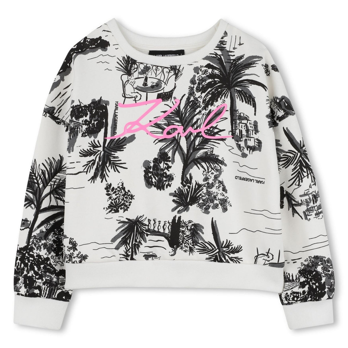 Karl Lagerfeld Sweater Allover Print Whiteblack