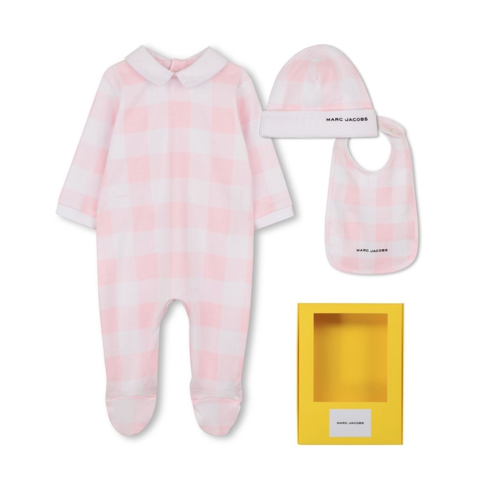 Marc Jacobs Set Romper+Bib+Hat Pinkwhite
