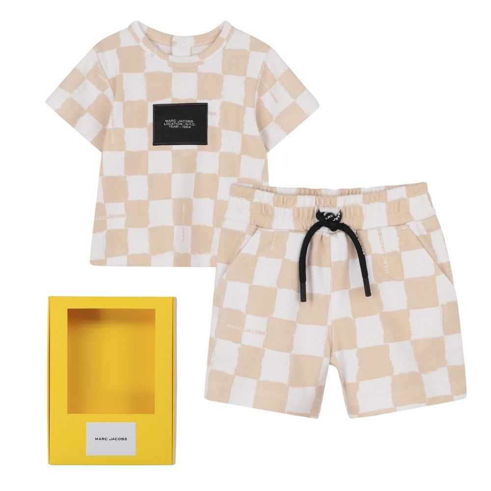 Marc Jacobs Set Tshirt & Shorts Checkered Tanwhite