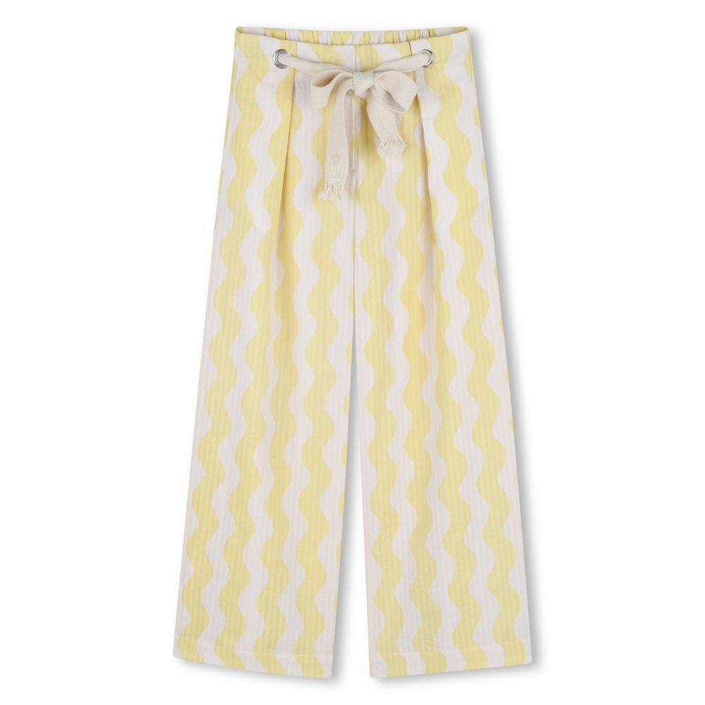 Kids Around Pants Wave Print Whiteyellow