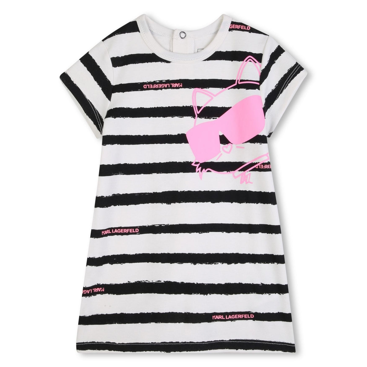 Karl Lagerfeld Dress Striped Logo Blackwhite
