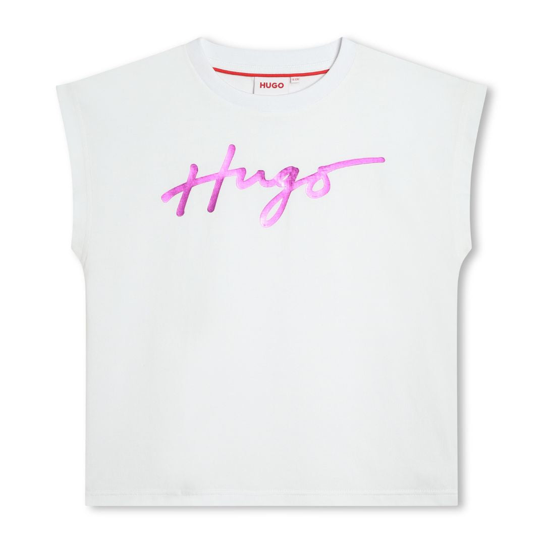 Hugo Tshirt Purple Logo White
