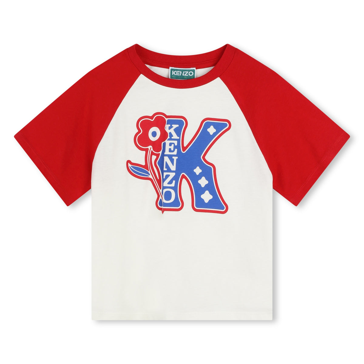 Kenzo T-Shirt Logo Boke Flower White-Red