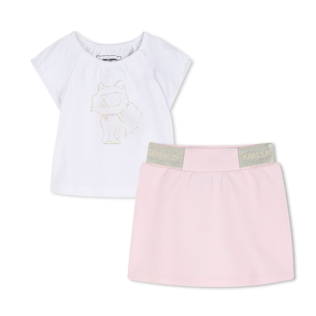 Karl Lagerfeld Set Top & Skirt Whitepink