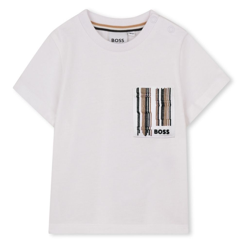 Boss Tshirt Pocket Logo White