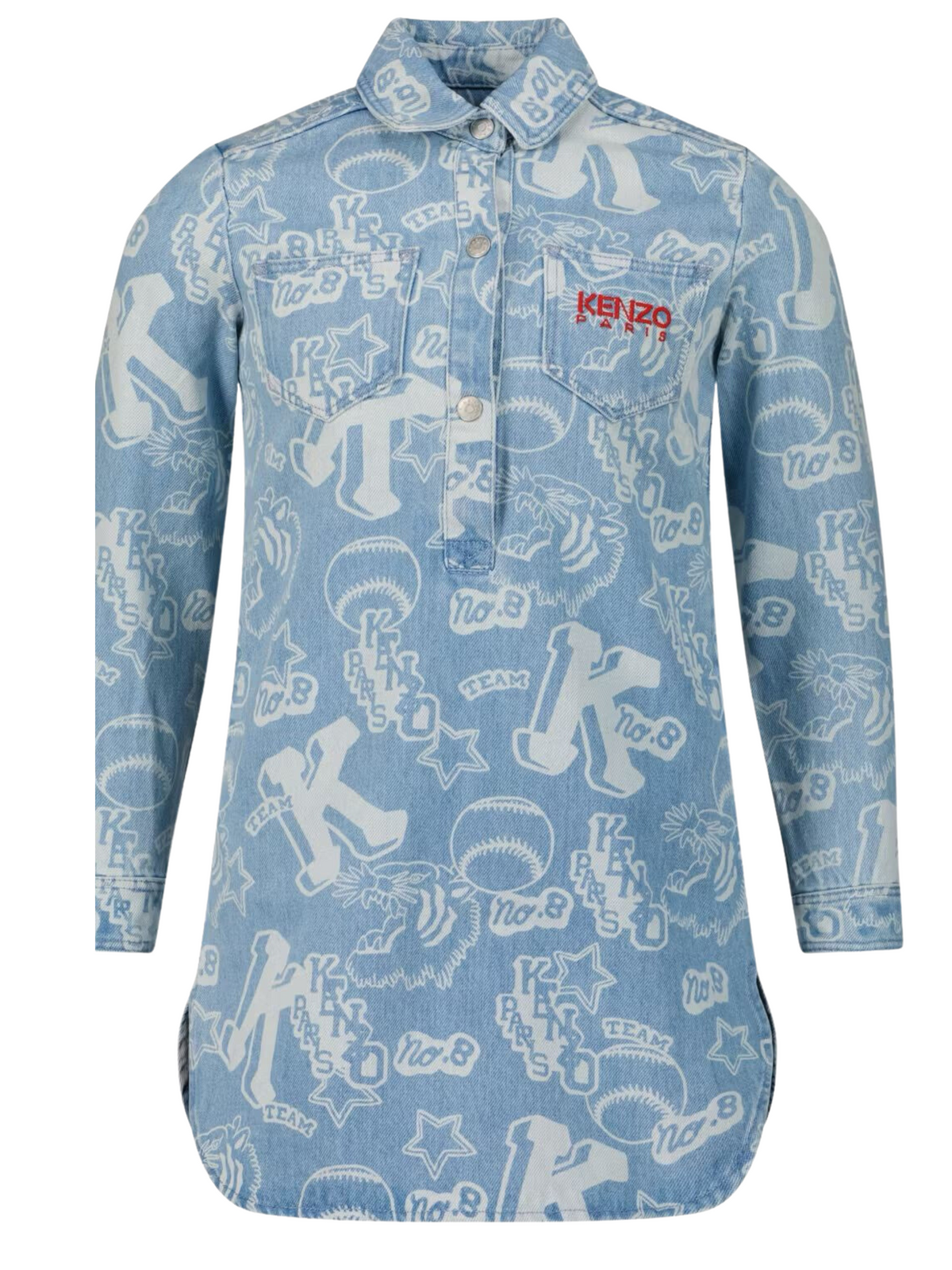Kenzo Dress All Over Print Denim