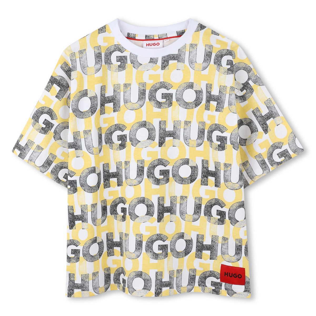 Hugo T-Shirt All Over Logo White Yellow