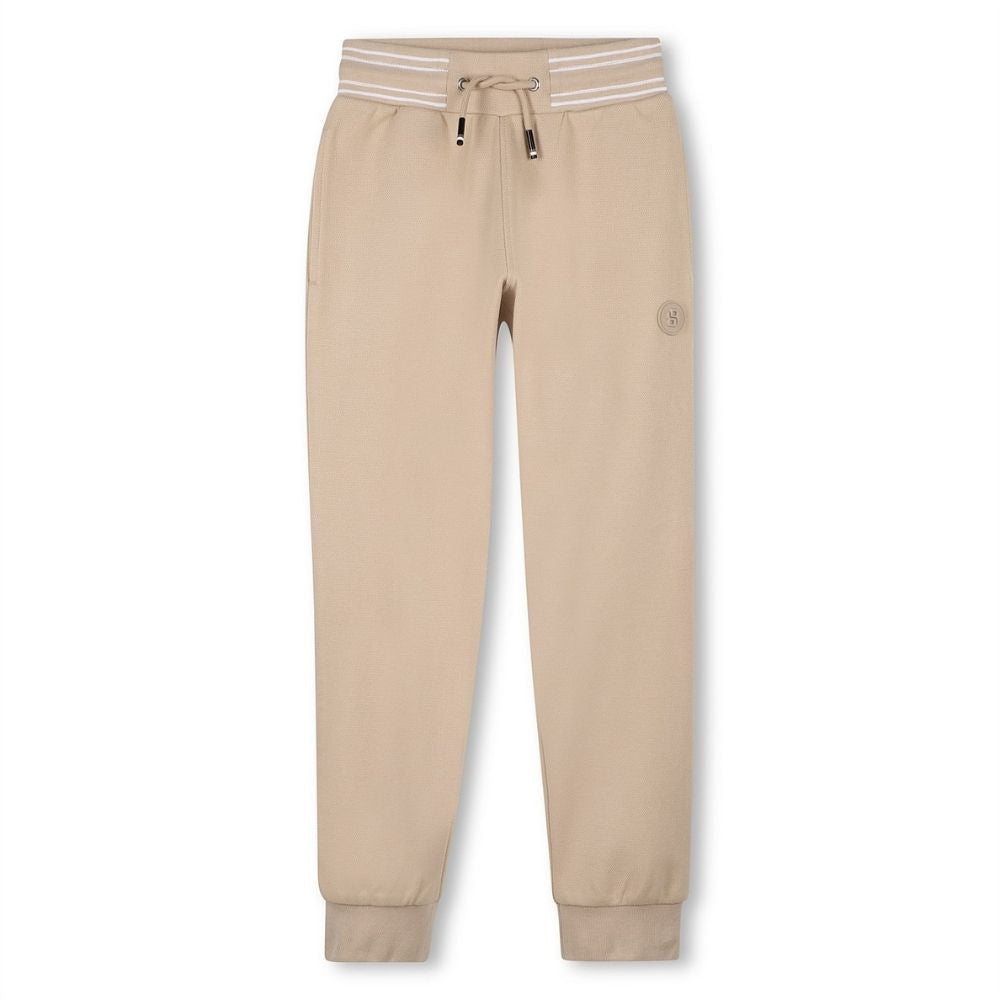 Boss Track Pants Drawstring Rubber Logo Beige