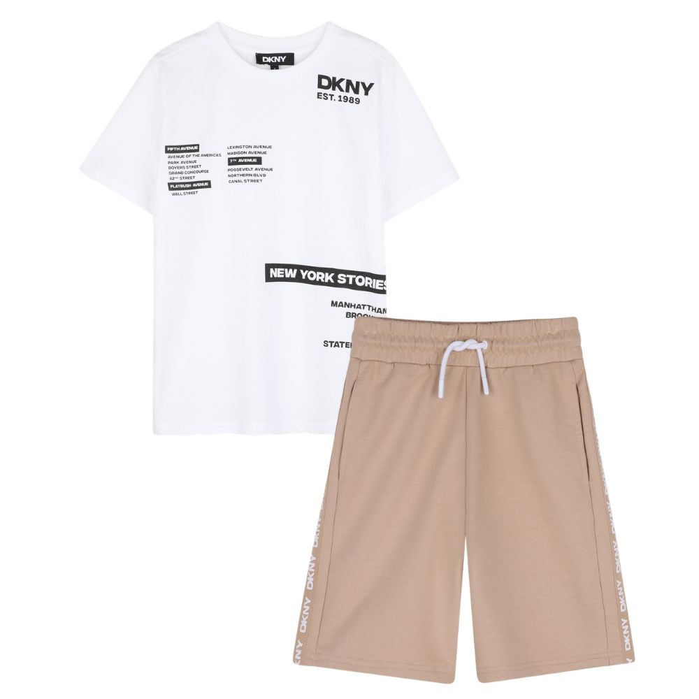 Dkny Set Tshirt & Shorts Whitebeige