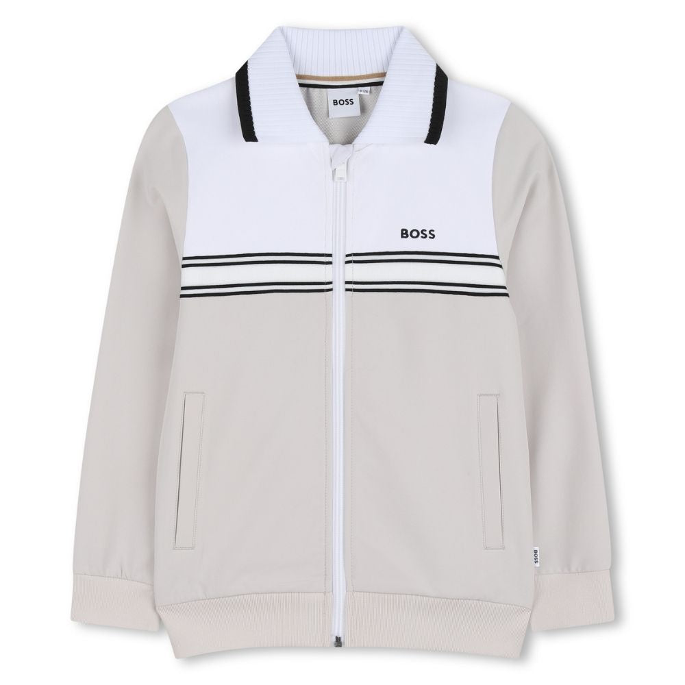 Boss Cardigan Logo Beigewhite
