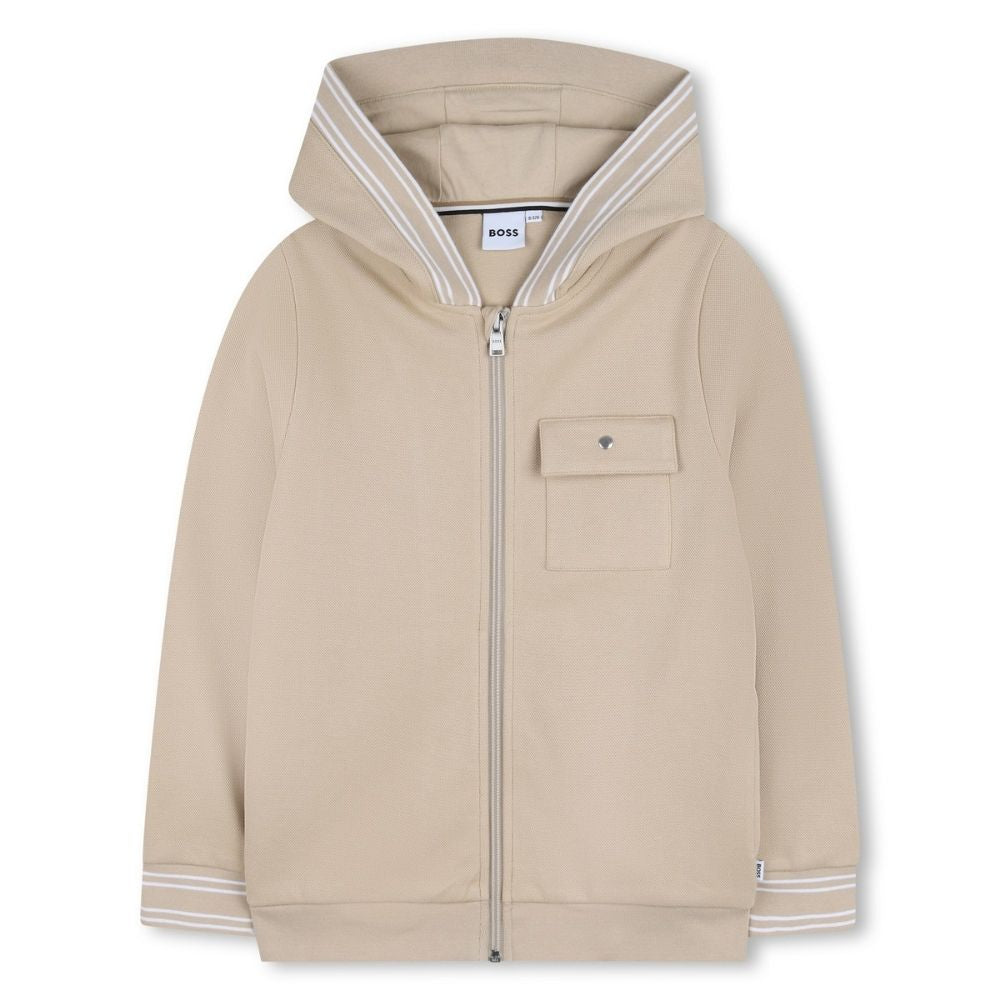 Boss Jacket Hooded With Pocket Beige