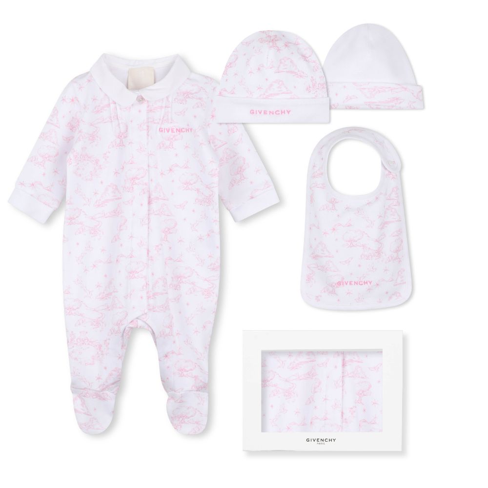 Givenchy Set Romper+Bib+Hat Whitepink