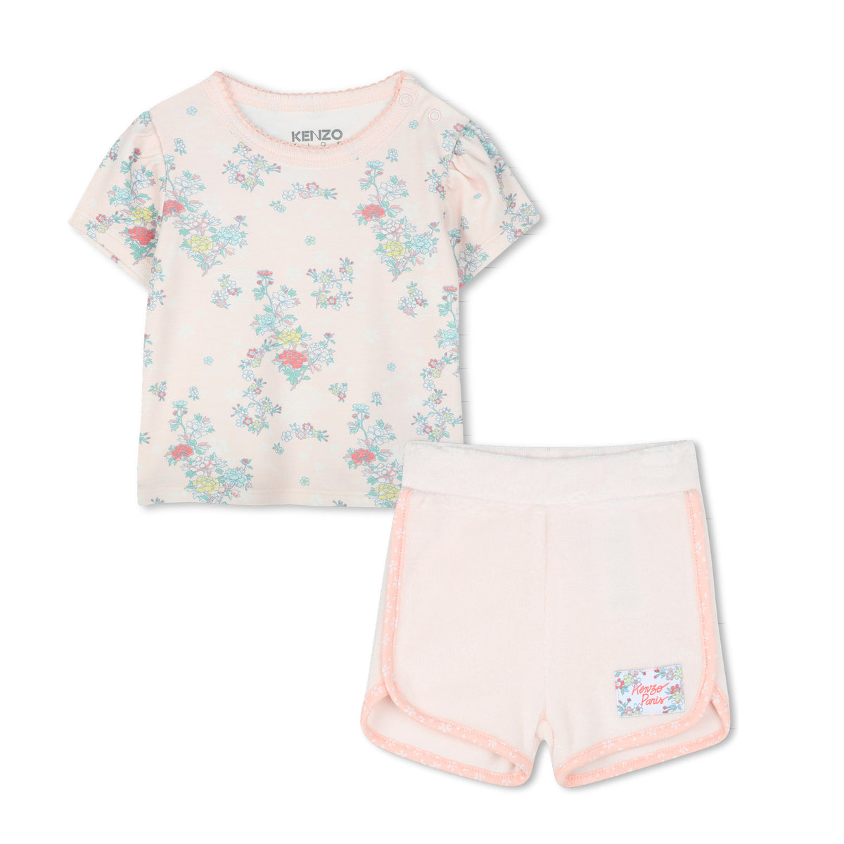 Kenzo Set Of Tshirt And Shorts Floral Pink