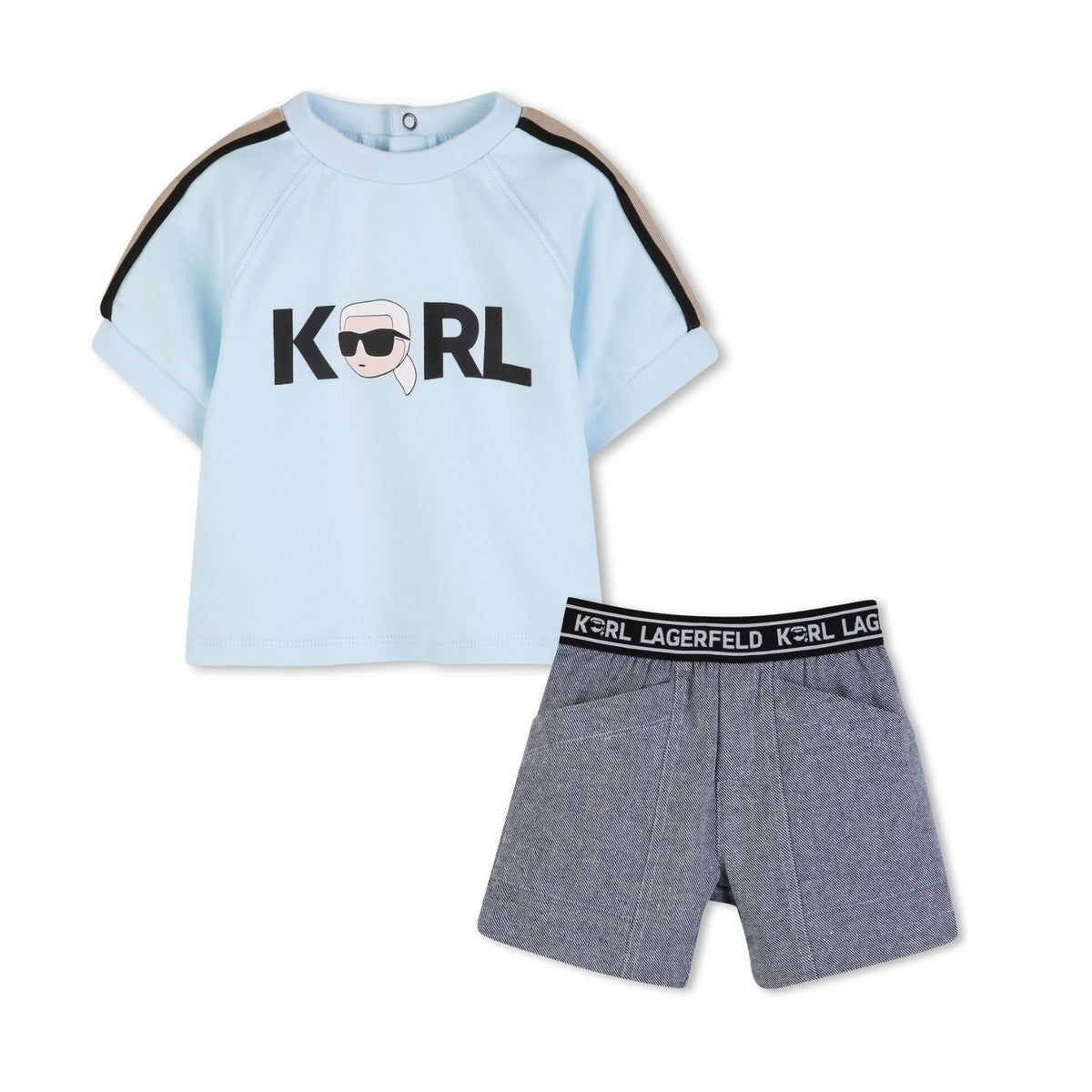 Karl Lagerfeld Set Tshirt & Shorts Logo Bluegrey