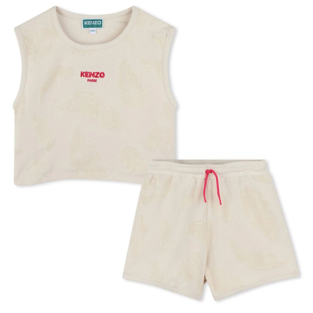 Kenzo Set Tank Top And Shorts Sand Beige