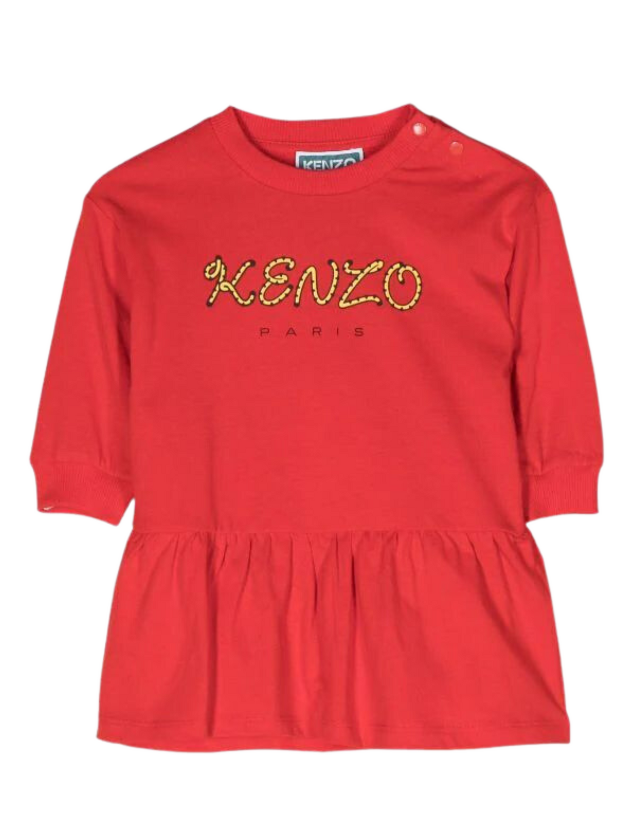 Kenzo Long Sleeved Dress Logo Red