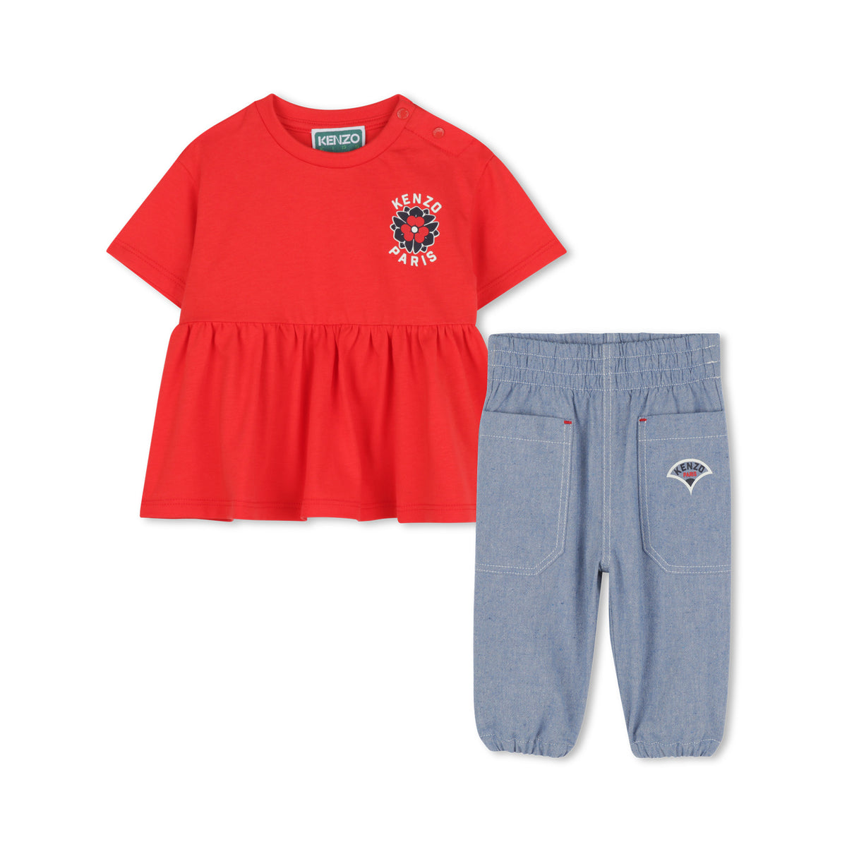 Kenzo Top And Pants Set Denim Red