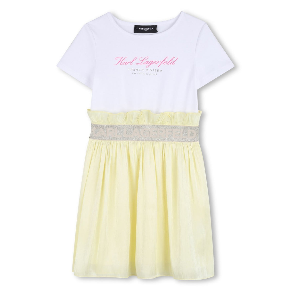 Karl Lagerfeld Dress Frill Logo Whiteyellow