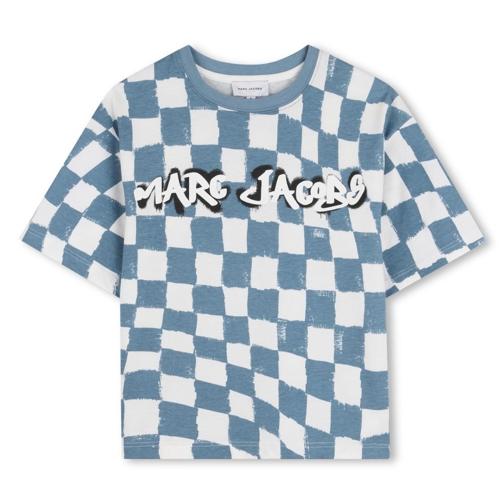 Marc Jacobs Tshirt Checkered Logo Whiteblue