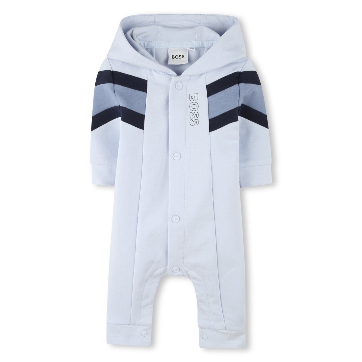 Boss Romper Logo Hooded Pale Blue